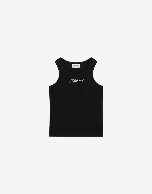 Geripptes Tank-Top Logo Signature Schwarz Moschino 0
