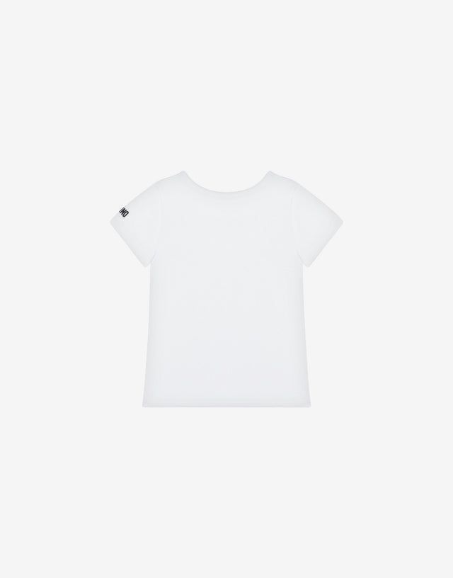 Camiseta de canalé con logotipo bordado Blanco Moschino 1