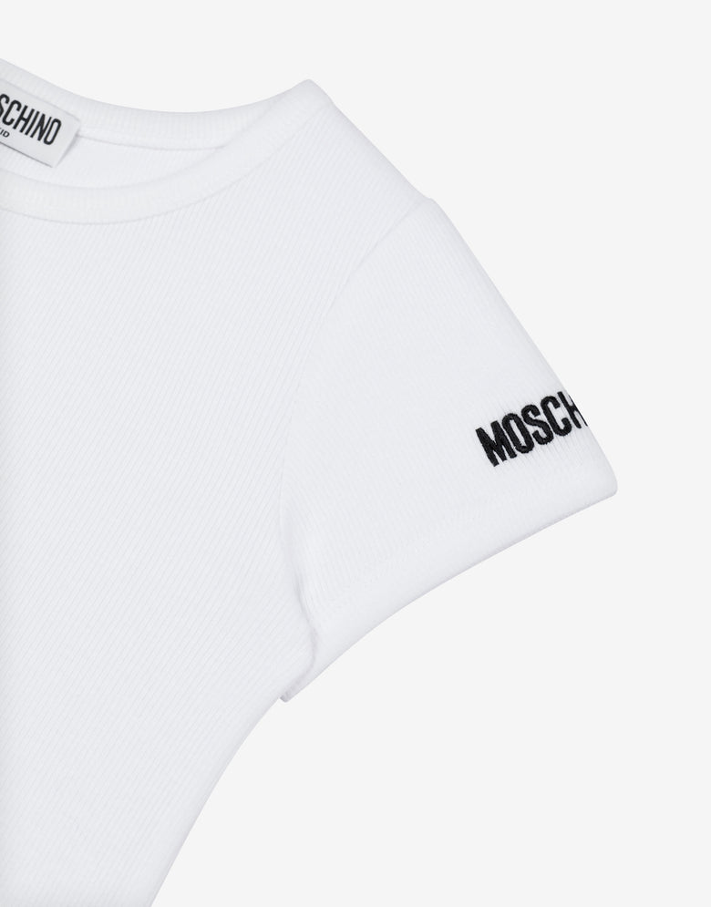 徽标刺绣罗纹 T 恤 白色 Moschino 2