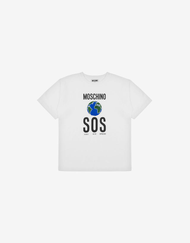Printed cotton jersey maxi t-shirt White Moschino 0