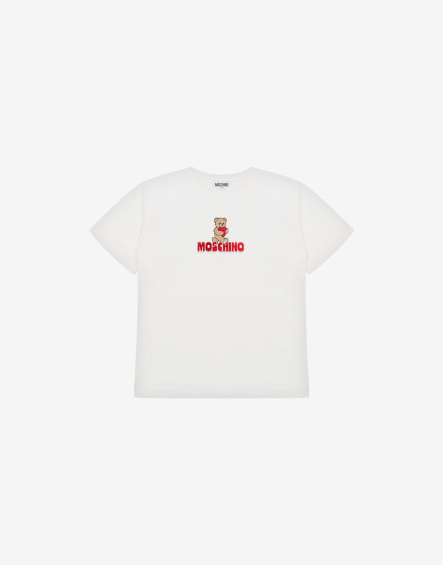 Maxi t-shirt in jersey di cotone Moschino Teddy Bear Bianco Moschino 0