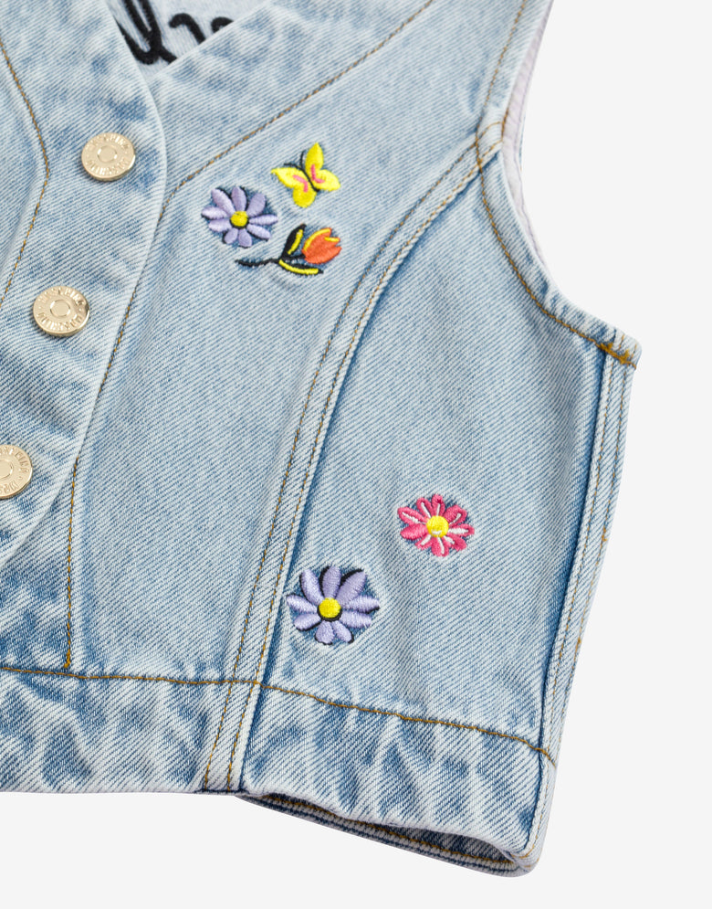 Denim vest Flowers Embroidery Light denim Moschino 2