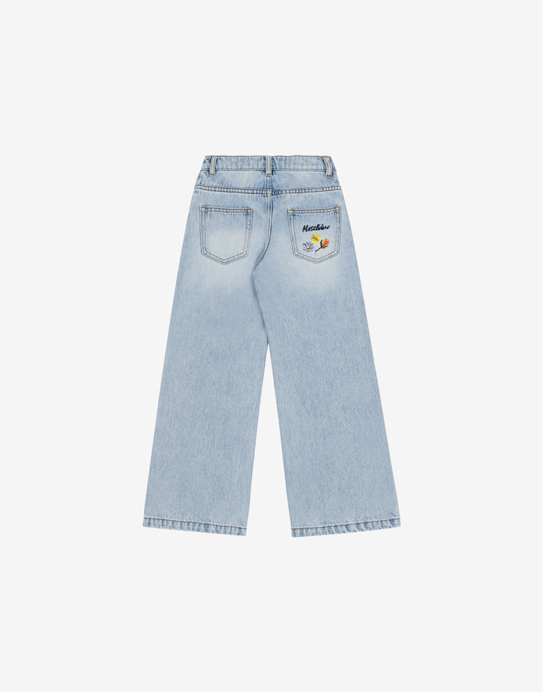 Pantalón vaquero con bordado de flores Denim claro Moschino 1