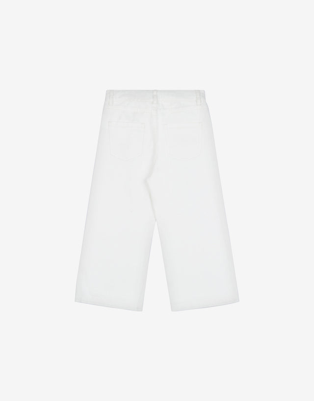 Pantalón de gabardina de algodón Teddy Bear Blanco Moschino 1