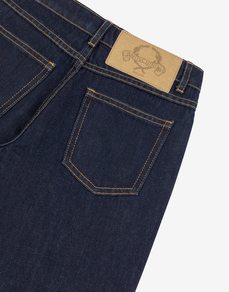 Pantalone in denim Laurel Crown Label Denim scuro Moschino 1