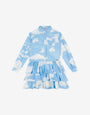 Allover Clouds crêpe dress