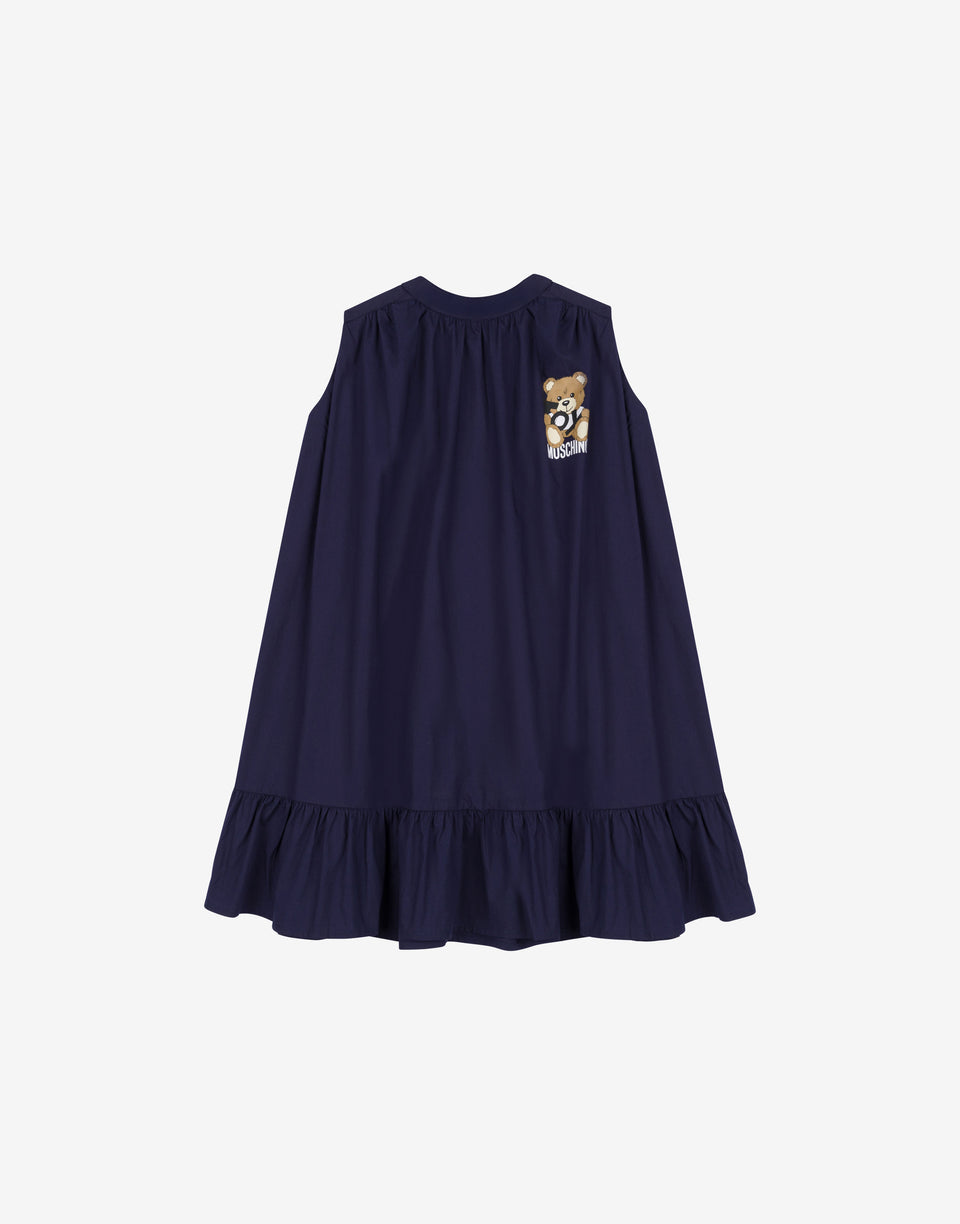 A-line poplin dress Teddy Bear Dark blue Moschino 0