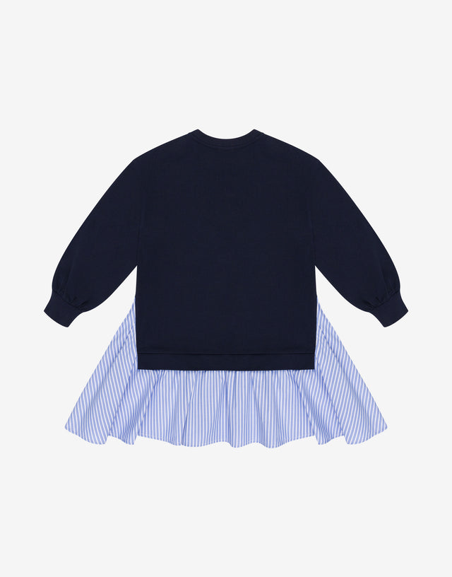 Sudadera estampada y vestido de popelín de algodón a rayas Azul oscuro Moschino 1