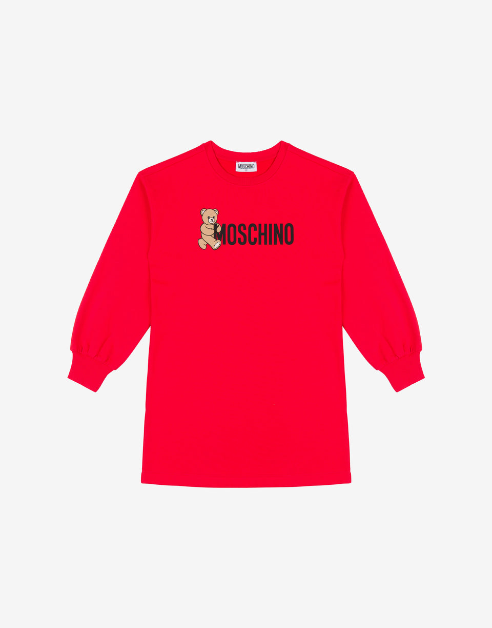 Printed cotton fleece dress Red Moschino 0