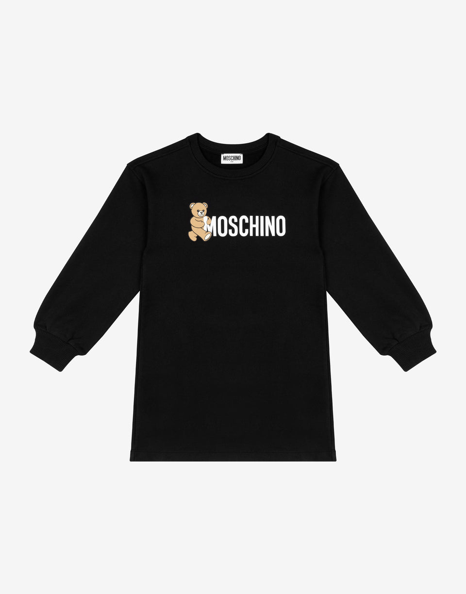 Printed cotton fleece dress Black Moschino 0