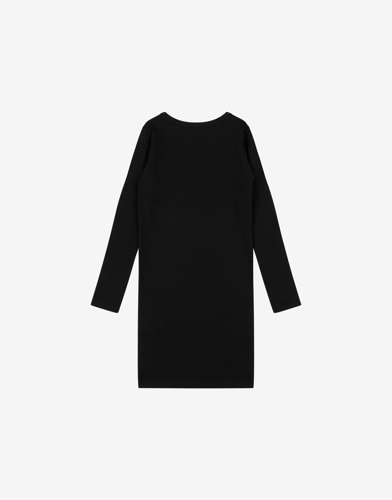 Abito in costina di cotone Laurel Crown Nero Moschino 1
