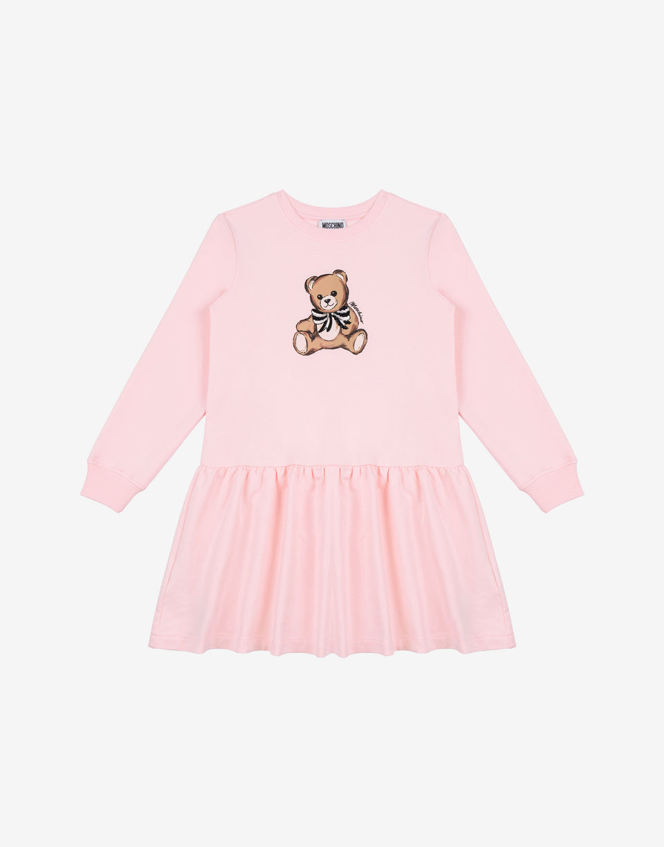モスキーノ・テディベア・コットン・プラッシュドレス ベビーピンク Moschino 0