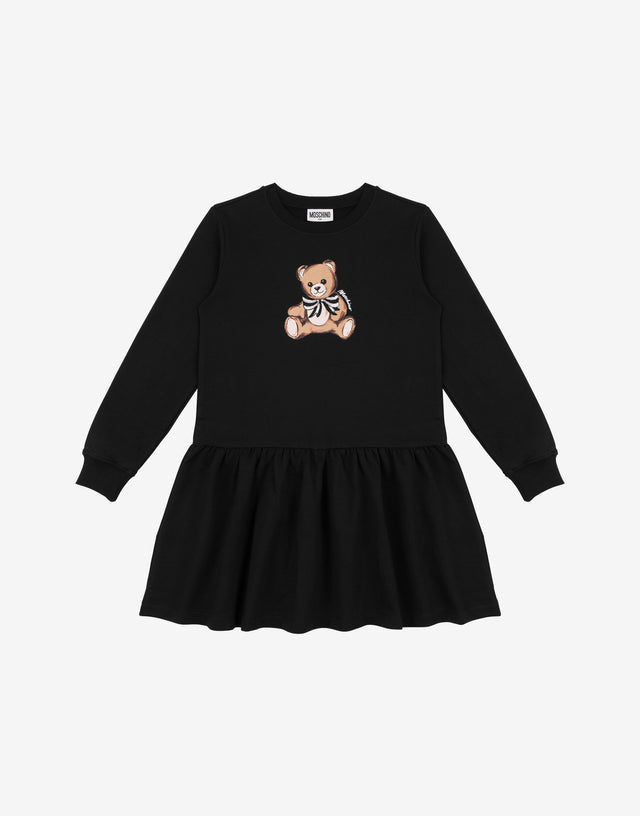 Moschino Teddybär Kleid aus Baumwollplüsch Schwarz Moschino 0