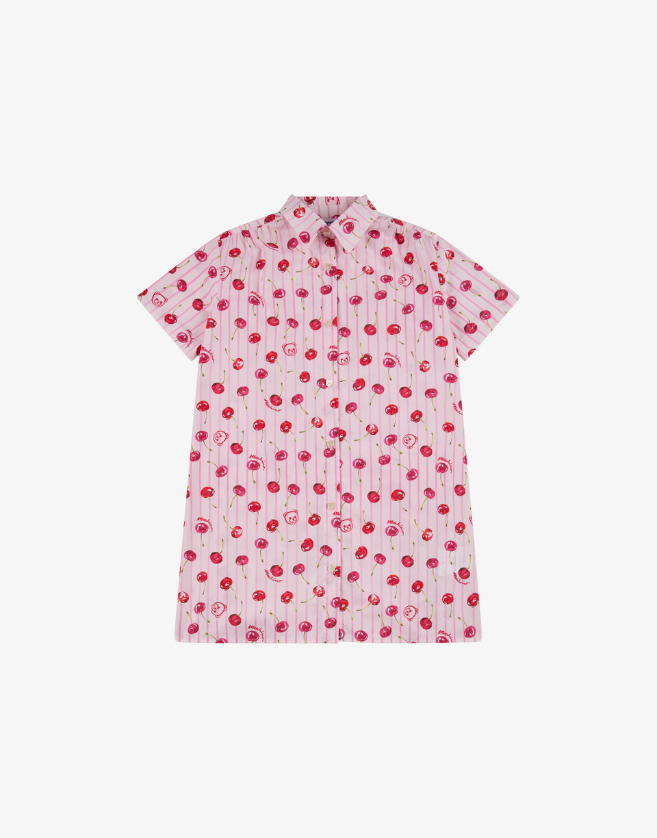 Cotton poplin button-down dress Pink Moschino 0