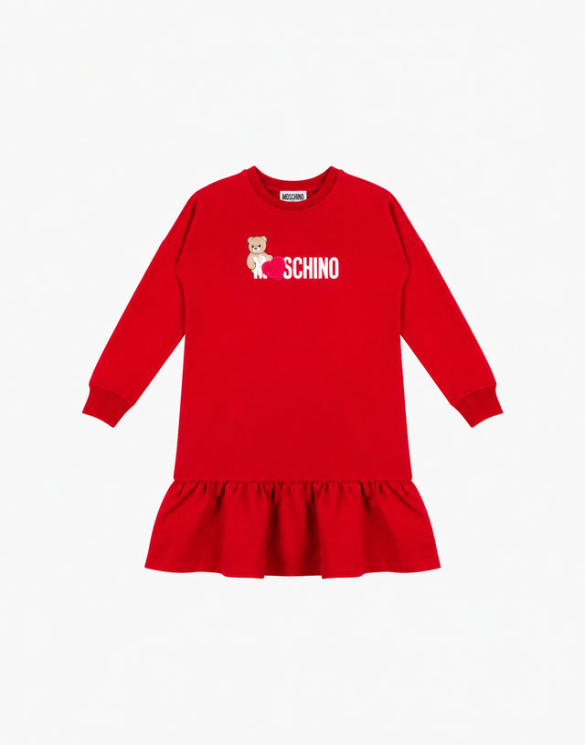 Moschino Teddy Bear Cotton Dress Red Moschino 0