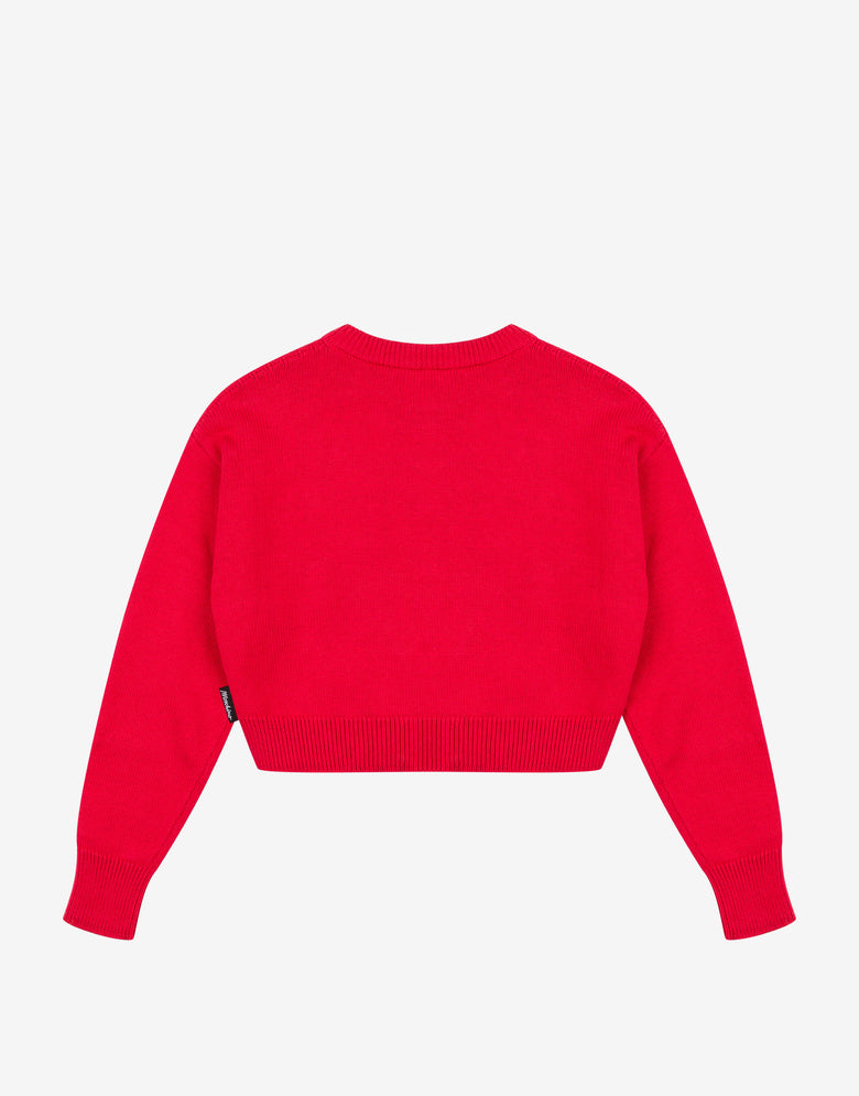 Cotton and wool blend crop pullover Red Moschino 1