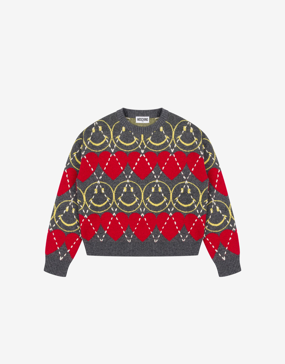 Pullover in misto lana Smiley® Grigio Moschino 0