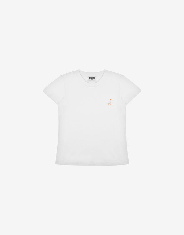 T-shirt in jersey di cotone Goose Bianco Moschino 0