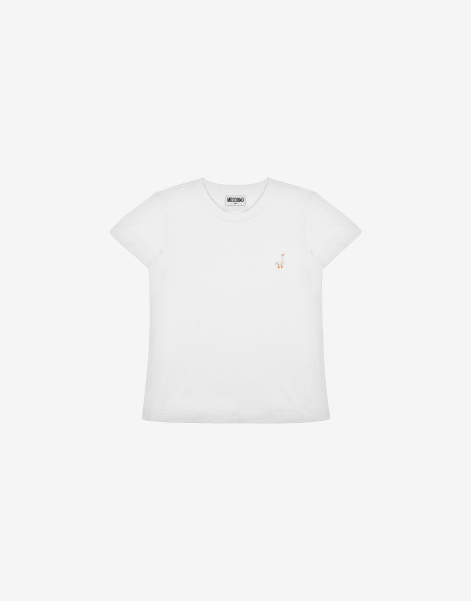T-shirt in jersey di cotone Goose Bianco Moschino 0