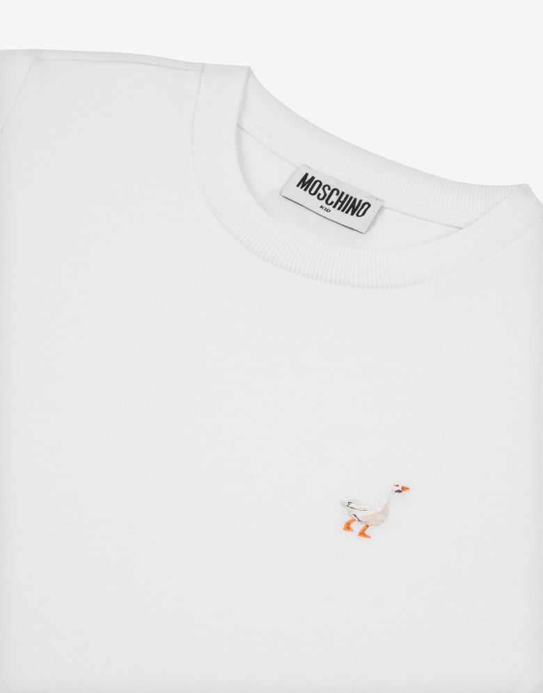 T-shirt in jersey di cotone Goose Bianco Moschino 2