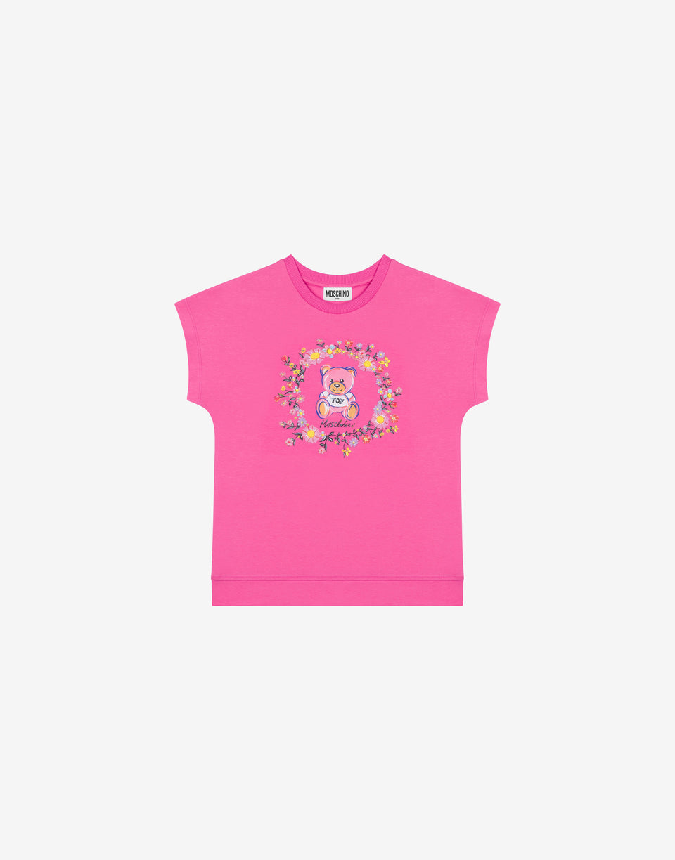 Maxi t-shirt in jersey Teddy Bear Fucsia Moschino 0