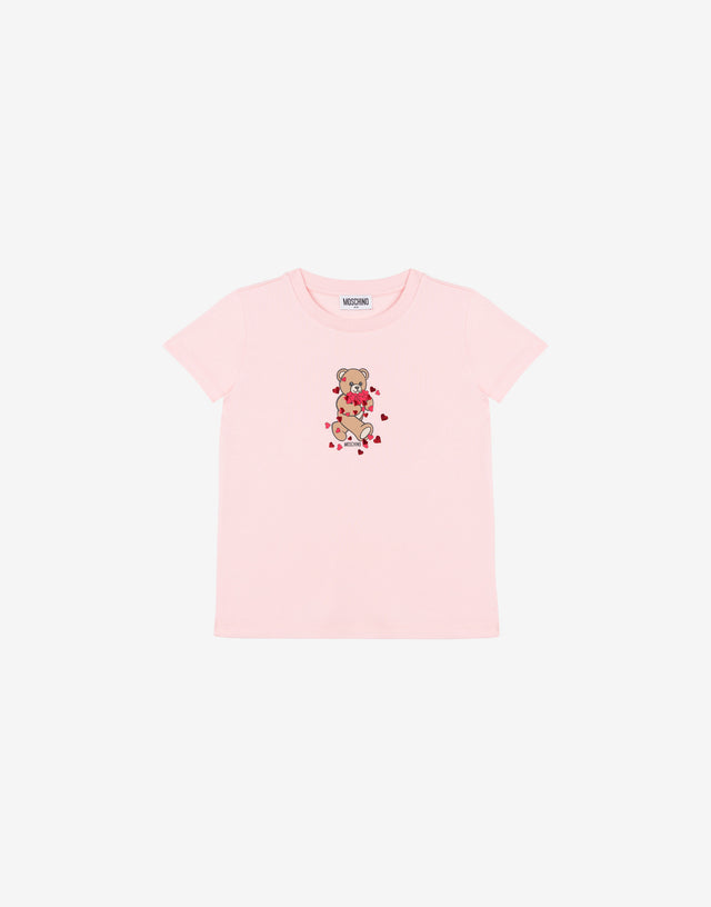 T-shirt in jersey di cotone Moschino Teddy Bear Rosa Moschino 0