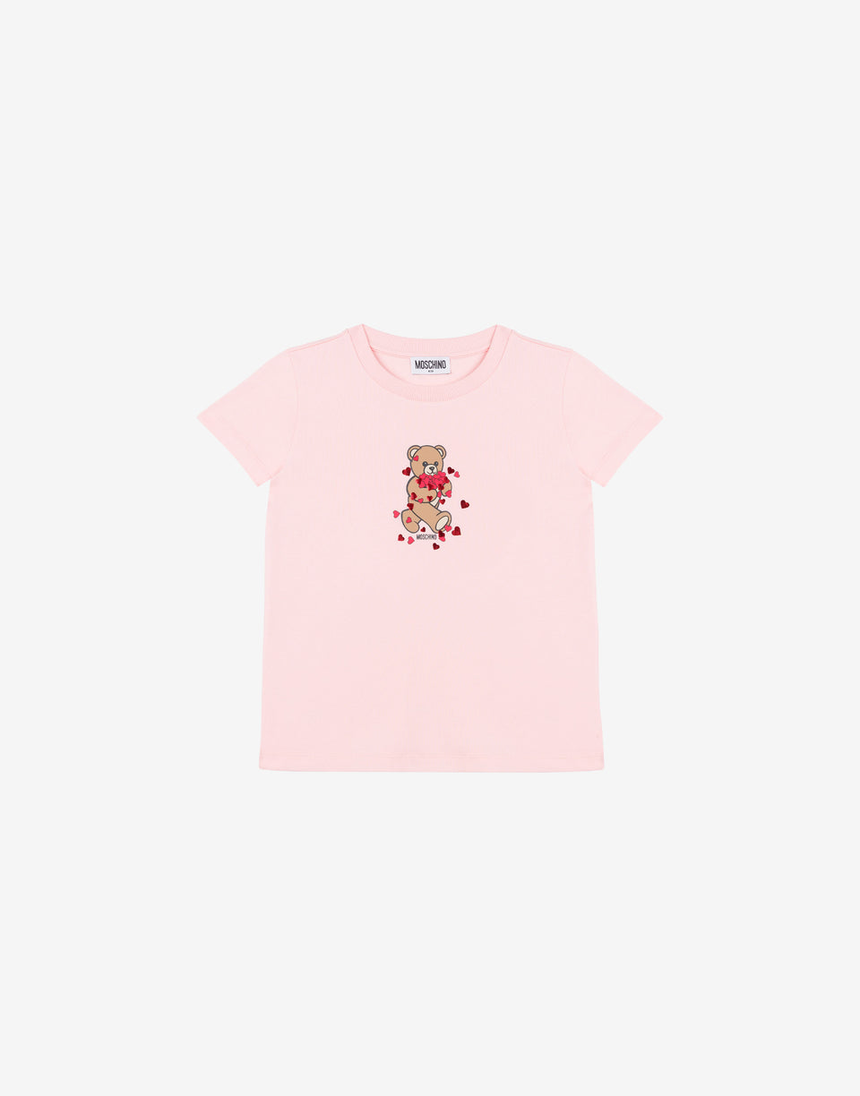 T-shirt en jersey de coton Moschino Teddy Bear Rose Moschino 0