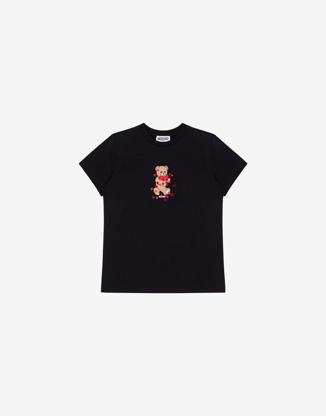 T-shirt in jersey di cotone Moschino Teddy Bear Nero Moschino 0