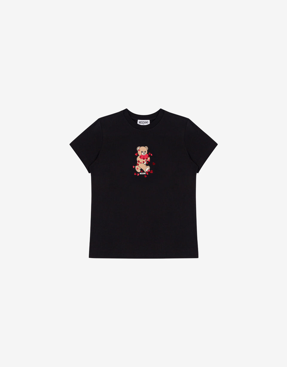T-shirt in jersey di cotone Moschino Teddy Bear Nero Moschino 0