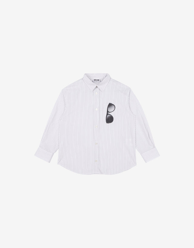 Camicia  in popeline di cotone stampato Nero Moschino 0