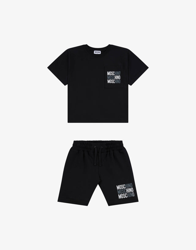 印花超大号T恤与短裤套装  Moschino 0