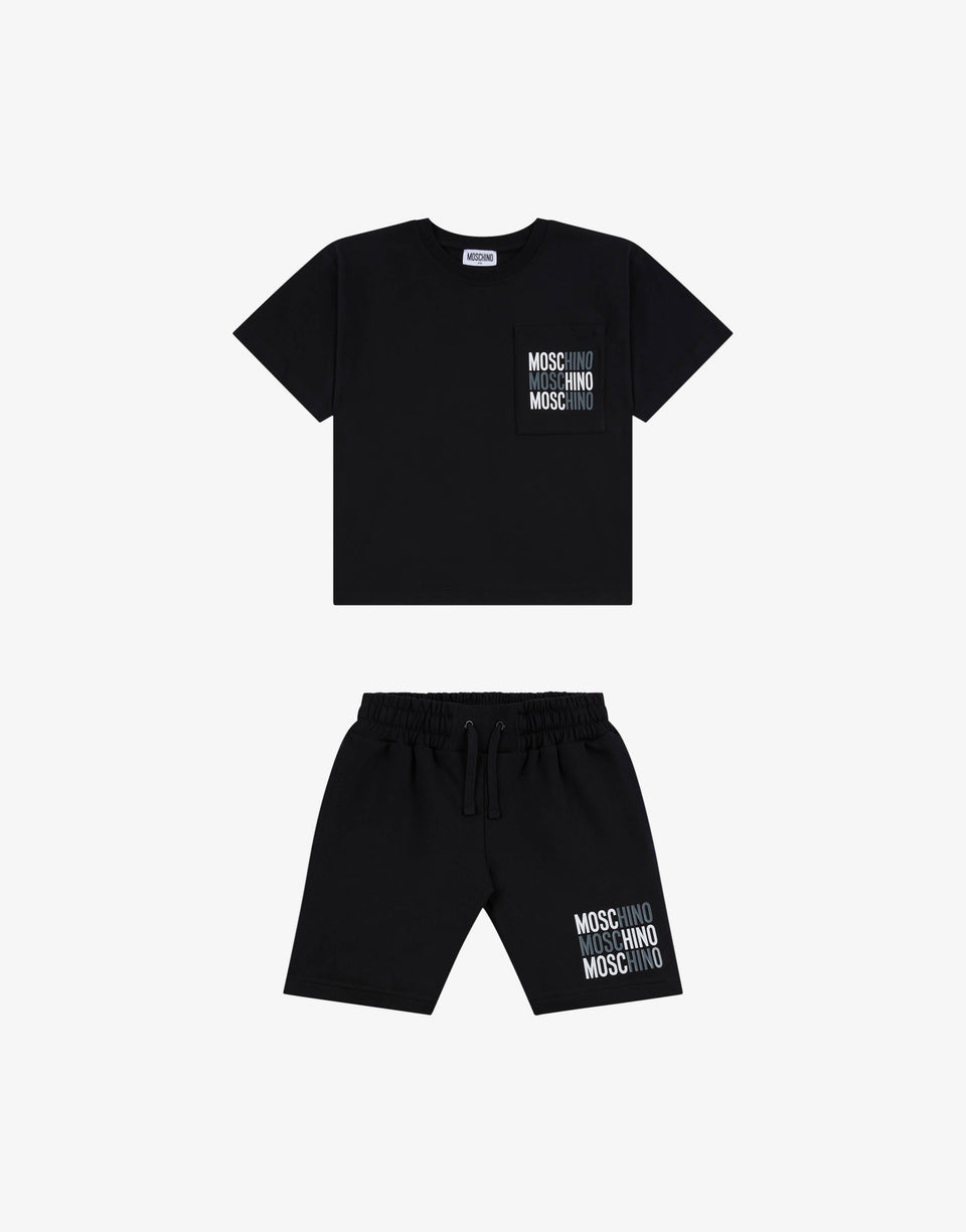 印花超大号T恤与短裤套装  Moschino 0