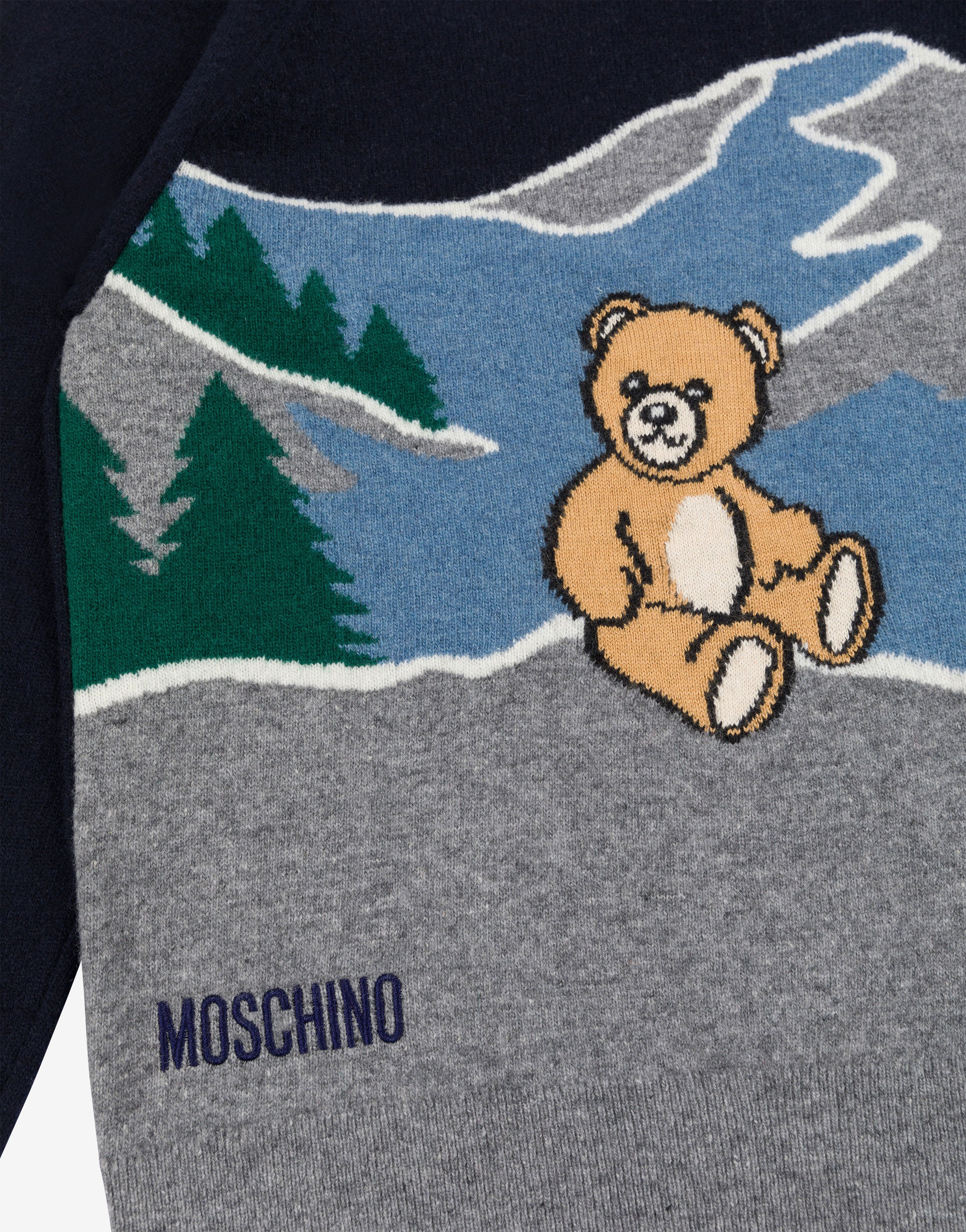 MOSCHINO クマ柄 長袖セーター Wool blend jacquard pullover | Moschino