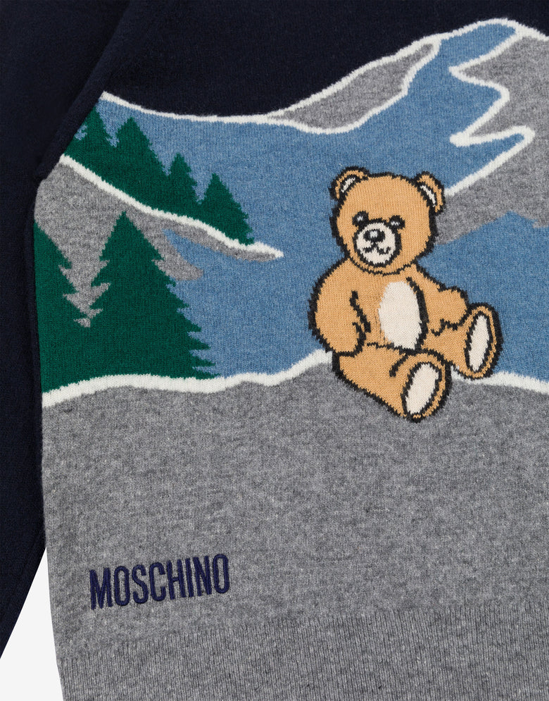 Pullover in misto lana jacquard Blu scuro Moschino 2