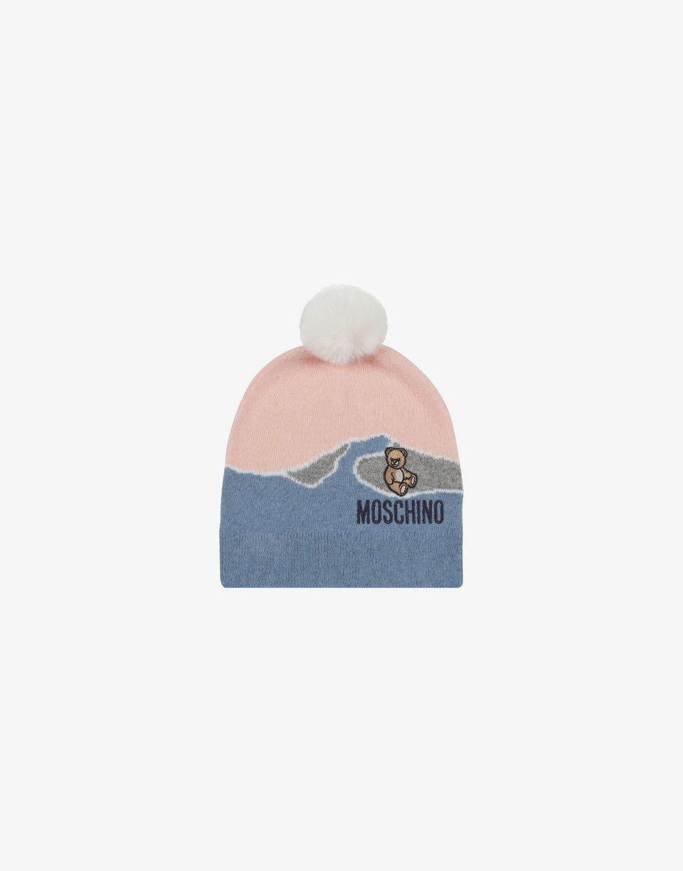 Wool blend jacquard hat Confetti pink Moschino 0
