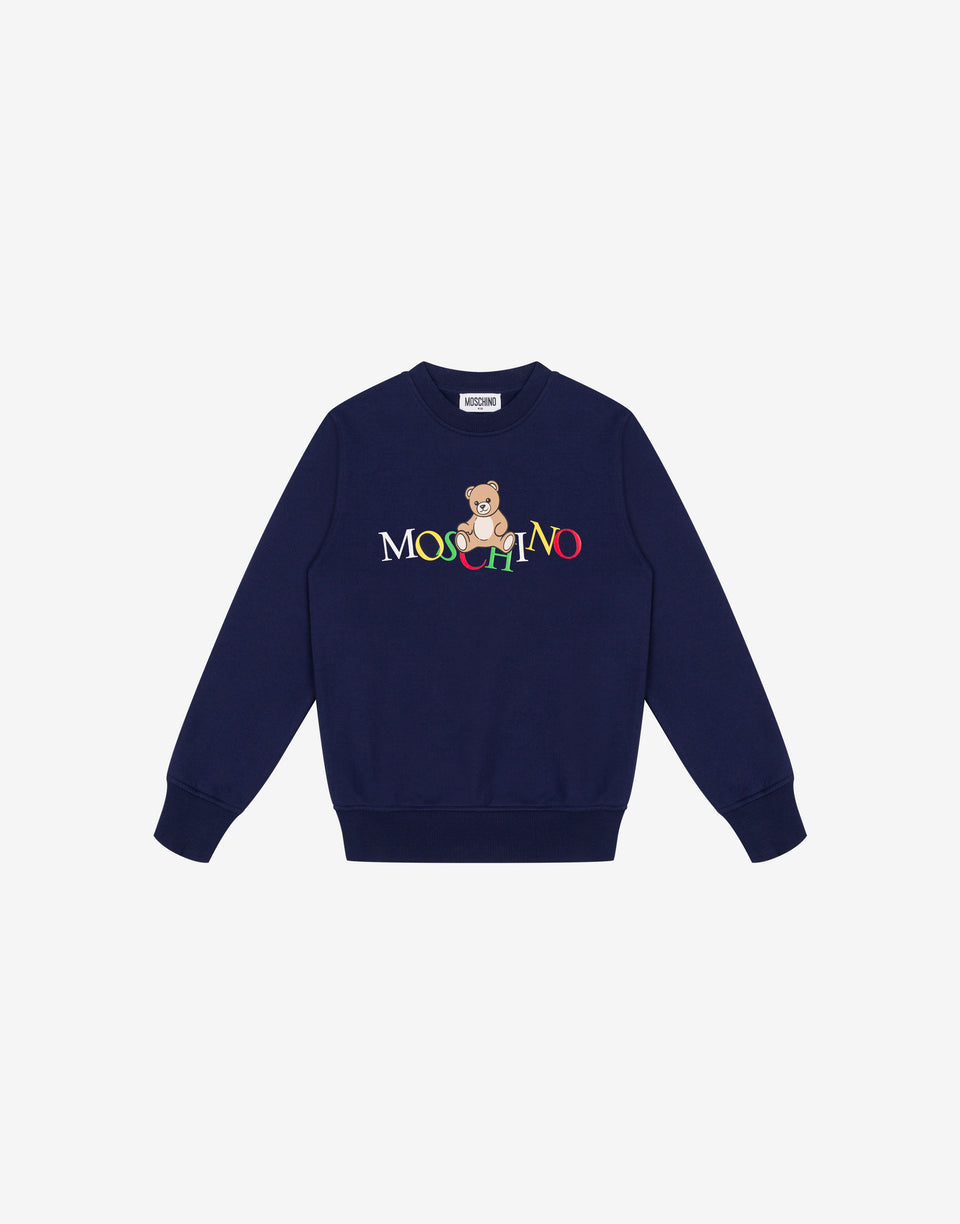 Felpa in cotone stampata Blu scuro Moschino 0