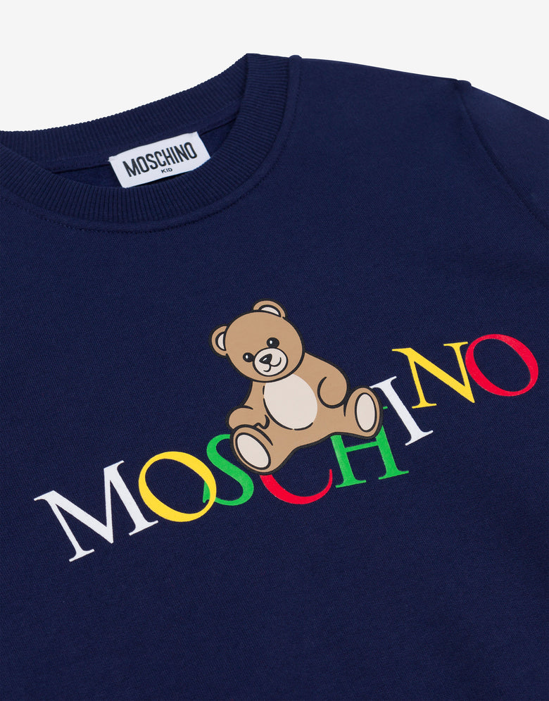 Felpa in cotone stampata Blu scuro Moschino 2