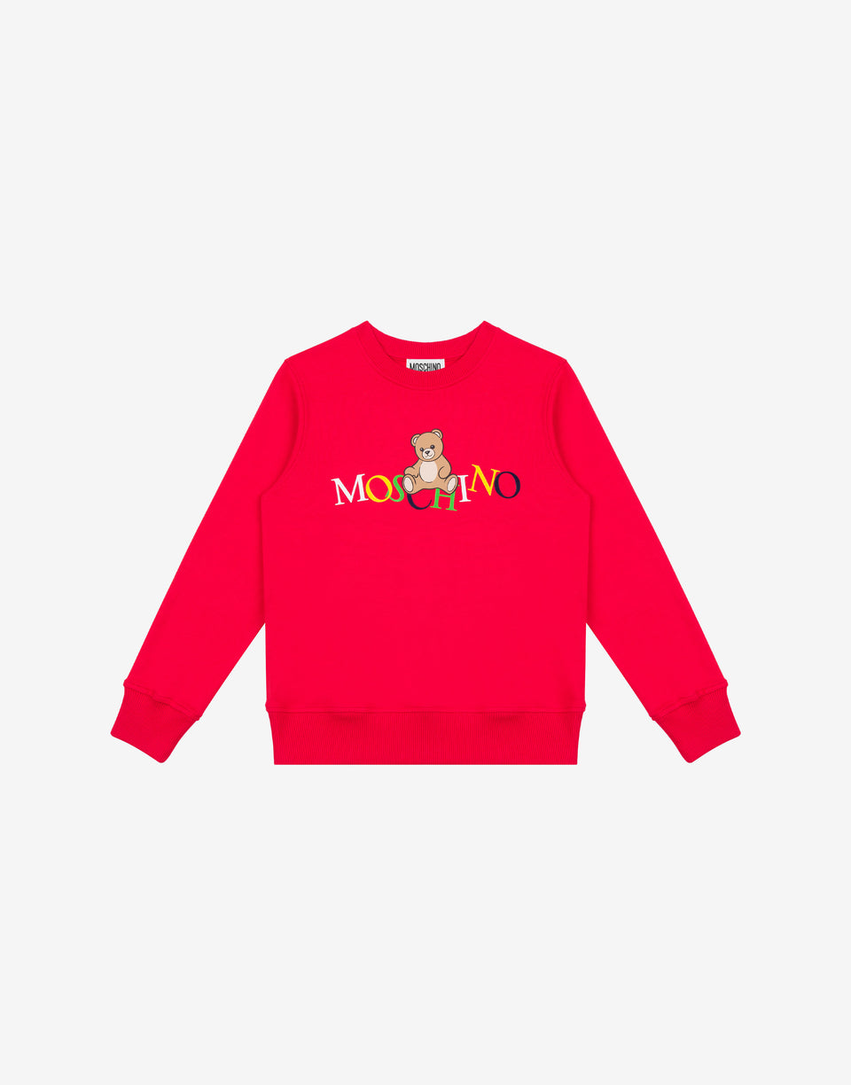 Felpa in cotone stampata Rosso Moschino 0