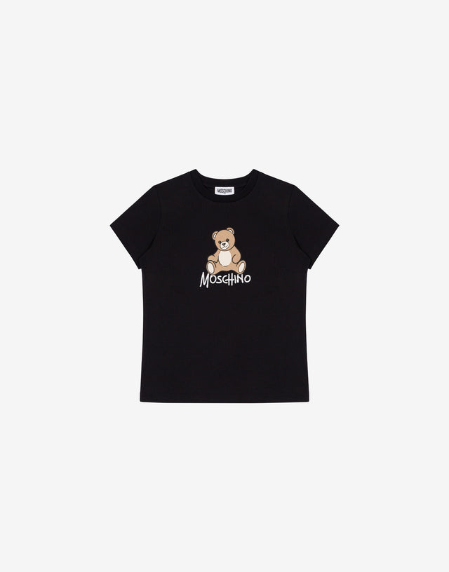 T-shirt in jersey di cotone Moschino Teddy Bear Nero Moschino 0