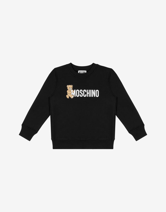 Bedrucktes Sweatshirt aus Baumwolle Schwarz Moschino 0