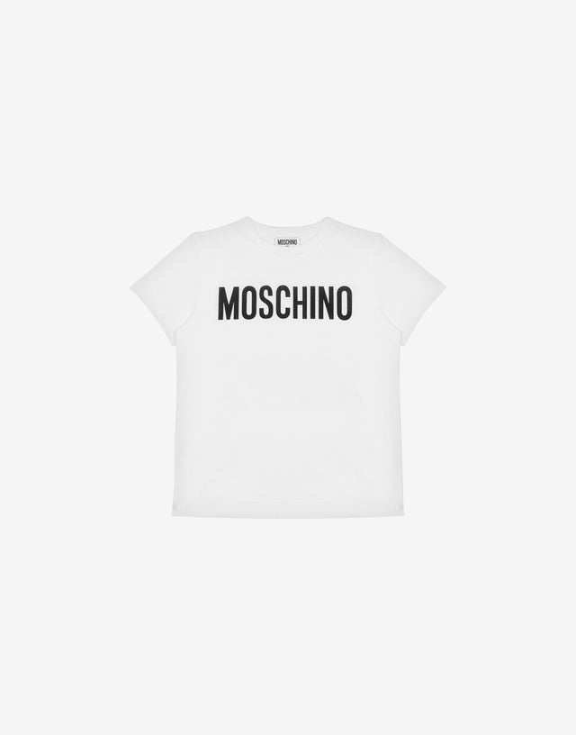 T-shirt in jersey Logo Print Bianco Moschino 0