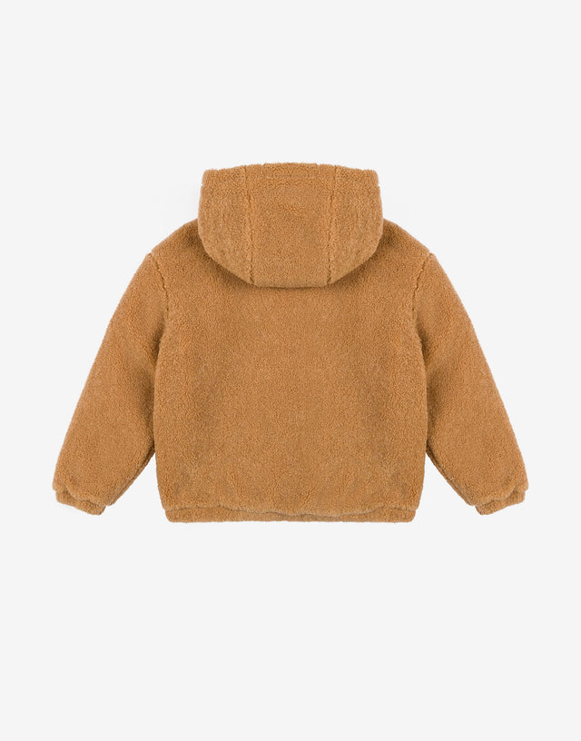 Chaqueta de tejido suave con capucha Caramelo Moschino 1