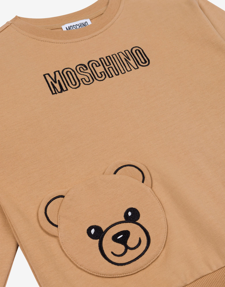Embroidered cotton sweatshirt Beige Moschino 2