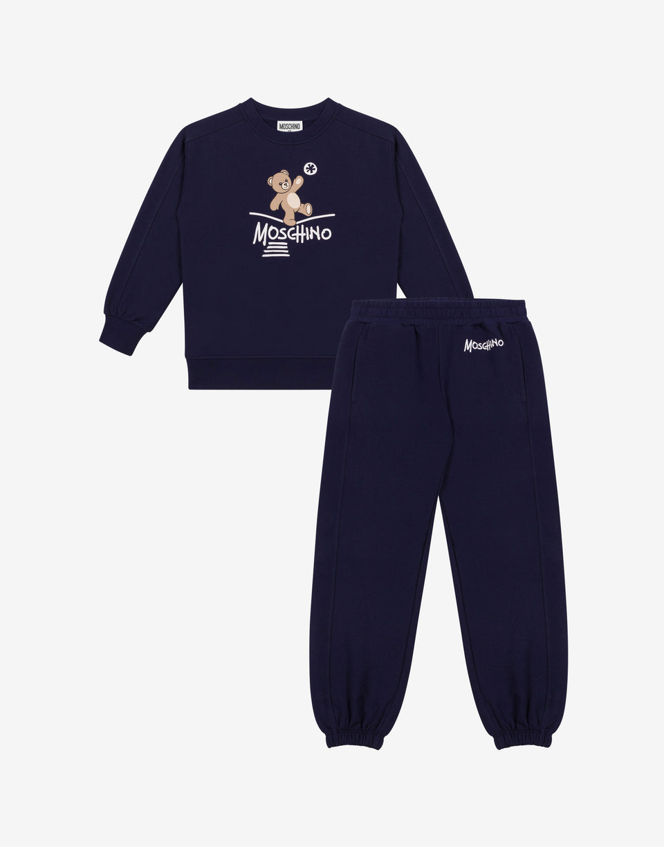 Completo tuta in felpa di cotone Moschino Teddy Bear Blu scuro Moschino 0