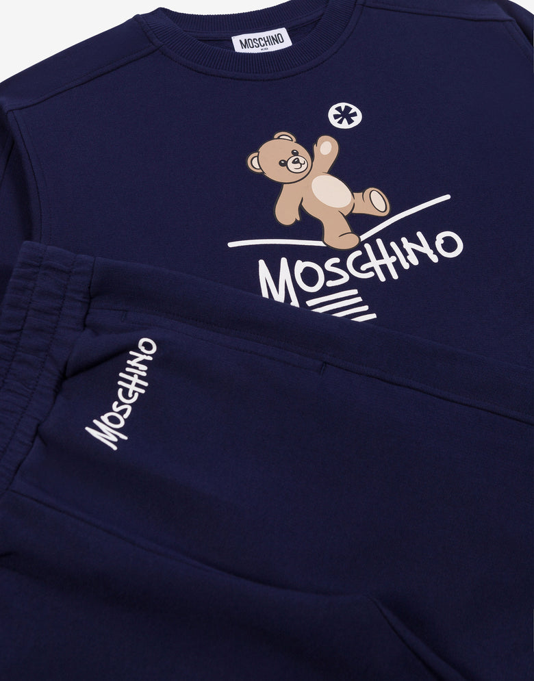 Completo tuta in felpa di cotone Moschino Teddy Bear Blu scuro Moschino 2