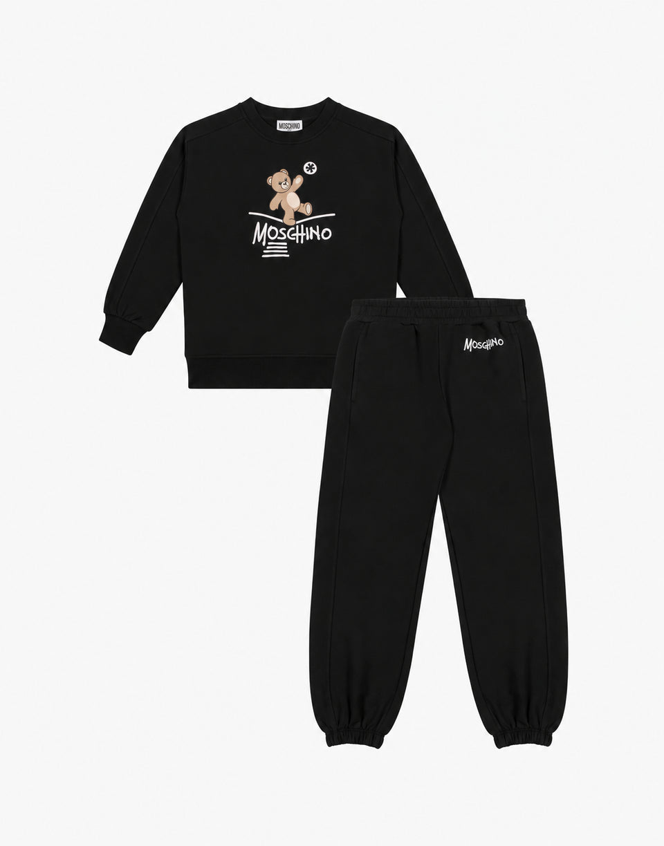 Moschino Teddy Bear Cotton Sweatshirt Jumpsuit Black Moschino 0