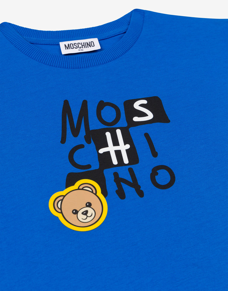 T-shirt maxi em jersey de algodão Moschino Teddy Bear Azul eléctrico Moschino 2