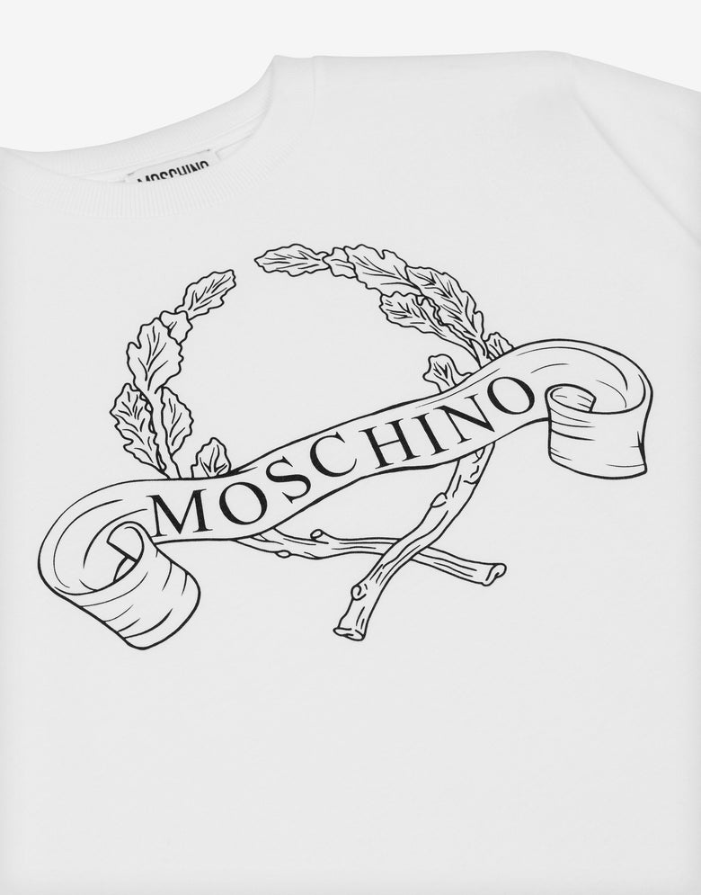 T-shirt em camisola de algodão Laurel Crown Blanco Moschino 2