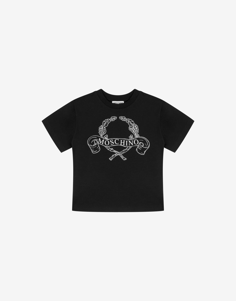 T-shirt en jersey de coton Laurel Crown Noir Moschino 0