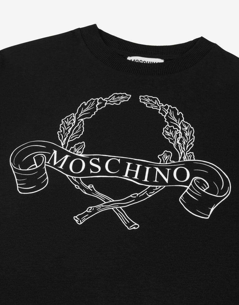 T-shirt en jersey de coton Laurel Crown Noir Moschino 2